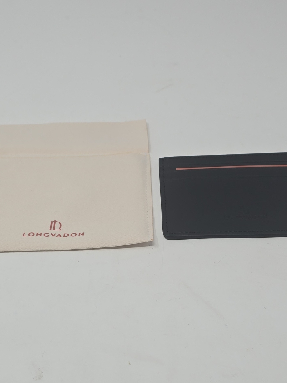 Black Leather Card & Key Holder with Pink Accent